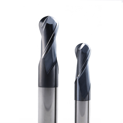 Fresa sferica in metallo duro a 2 taglienti con rivestimento ALCRN per acciaio 45HRC